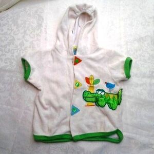 Make A Splash Baby Swim Coverup Terrycloth Hood Size 12M White GreenYellow Gator